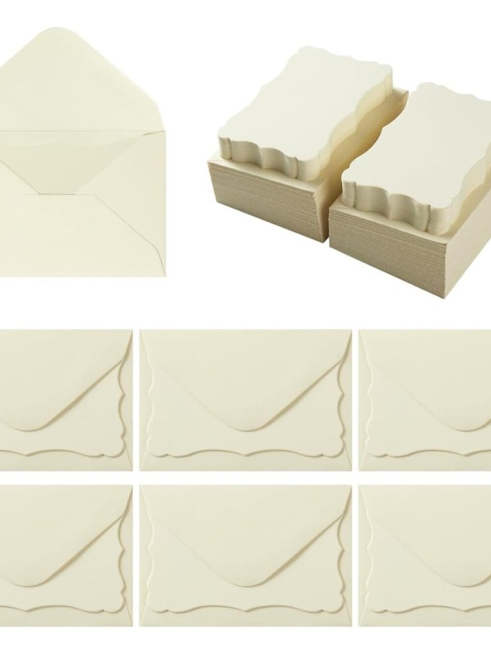 100 Pack Mini Envelopes with Blank Note Cards, Cream Color